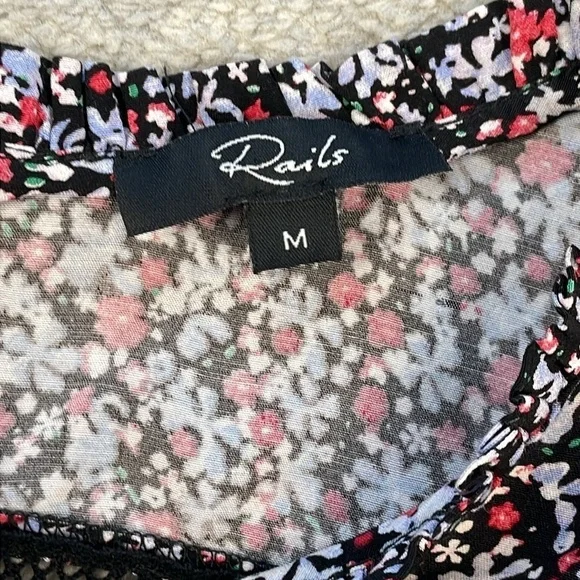 New Rails Faren Floral Ruffled Mini Dress Midnight Meadow Long Sleeve Smocked M - Picture 8 of 16